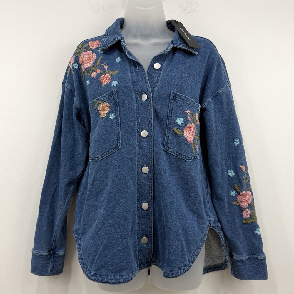 Driftwood Cloud French Terry Bella Shacket XS NWT Embroidered Boho Hippie Denim